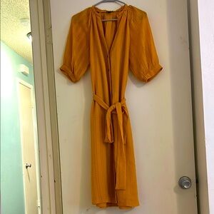 Elegant Mustard Yellow Midi Dress